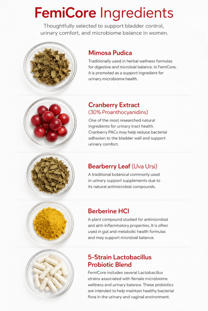 FemiCore Ingredients and its Benefits